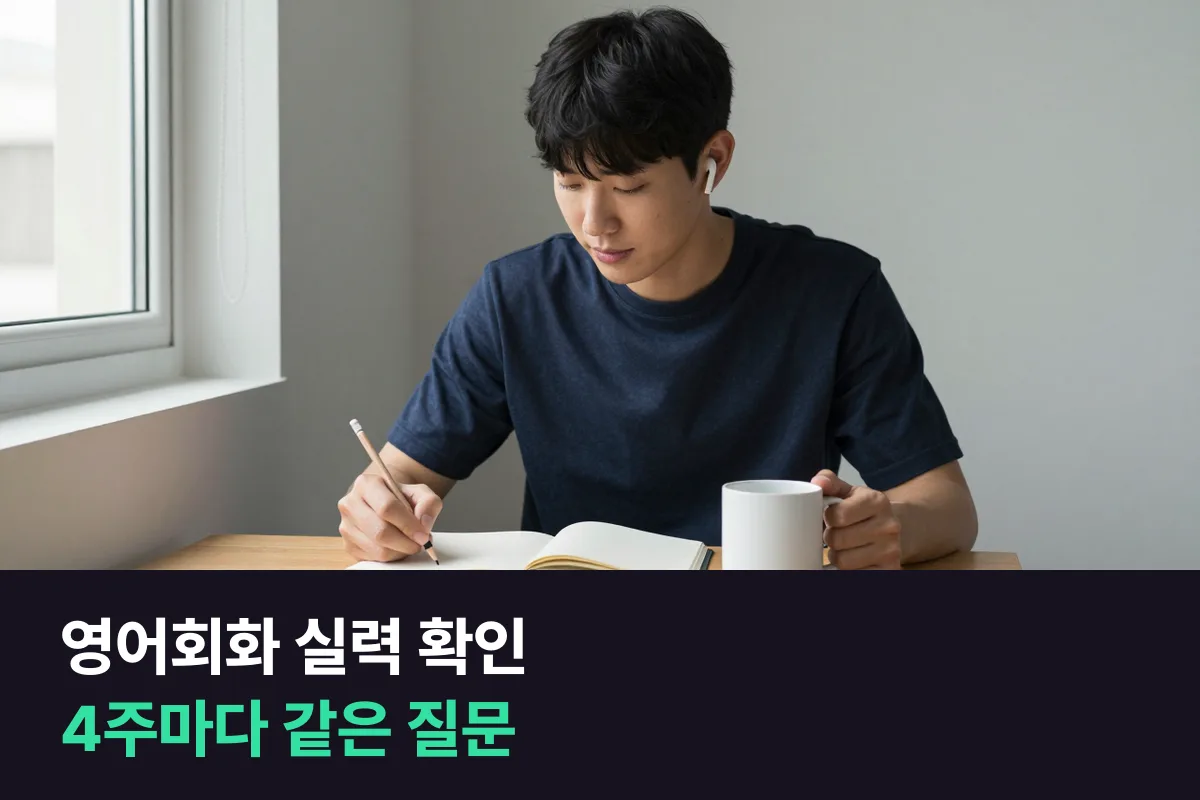 영어회화 실력이 늘고 있는지, 4주마다 무엇을 재 보면 됩니까?