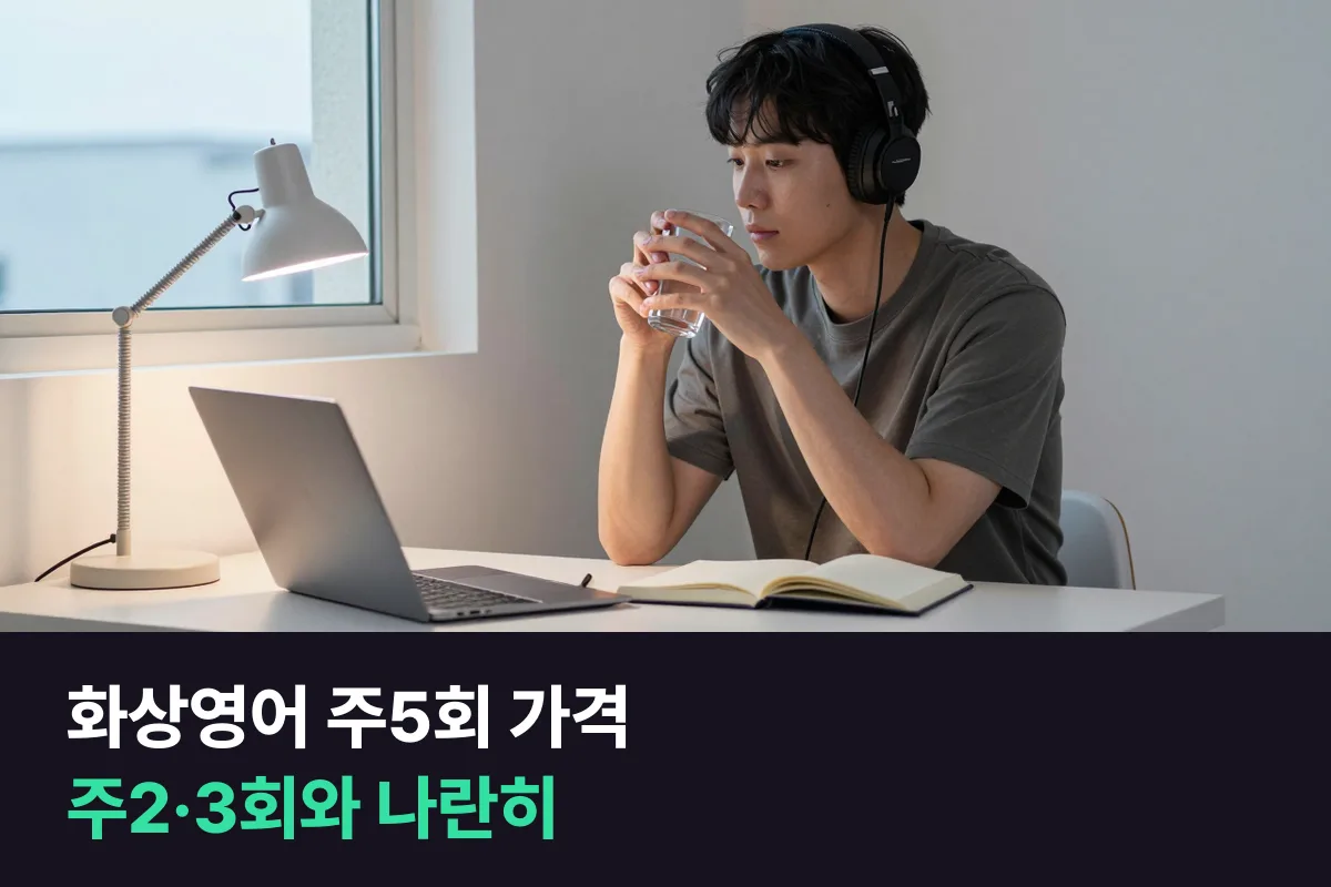 화상영어 주5회 가격: 주2회·주3회와 나란히 놓고 늘어나는 수업 한 번 값을 따져 본 표